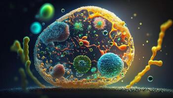 Bacteria and virus cells World under the microscope created with technology photo