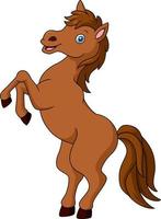 linda marrón caballo en pie dibujos animados en blanco antecedentes vector