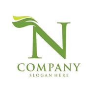 Letter N leaf initial logo vector