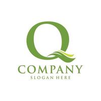 Letter Q leaf initial logo vector