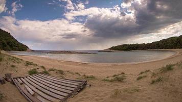 the beautiful limoni beach scene in mljet island, croatia with stunning crystal clear water of the adriatic sea video