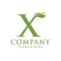 Letter X leaf initial logo vector