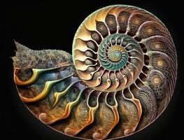 Ammonite fossil background created with technology photo