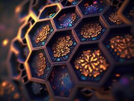 Beautiful hexagonal background natural gemstone technology photo