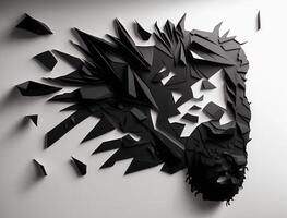 Abstract dark black various paper shapes background created with technology photo