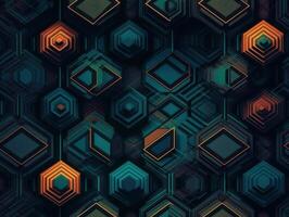 Dark abstract geometric grid pattern Seamless background created with technology photo