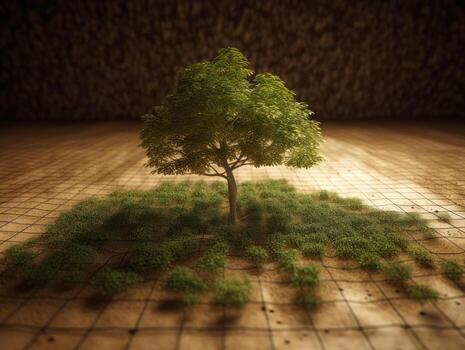 Green tree Nature ecology and growth concept with copy space created with technology photo