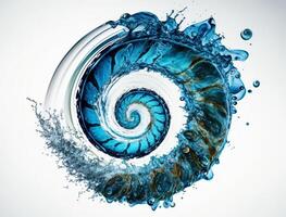 Radial spiral water splash background created with technology photo