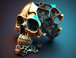 Bismuth skull created with technology photo