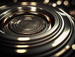 Concentric golden rings shapes Abstract geometric background created with technology photo