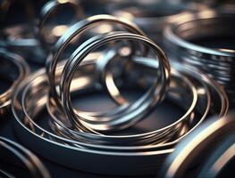 Concentric steel rings shapes Abstract geometric background created with technology photo