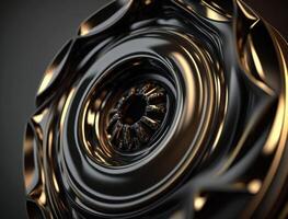 Concentric obsidian rings shapes Abstract geometric background created with technology photo