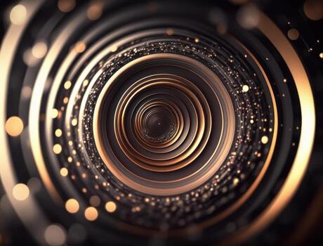 Concentric golden rings shapes Abstract geometric background created with technology photo