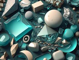 This dreamy abstract composition of overlapping organic shapes in cyan and white colors Created with technology photo