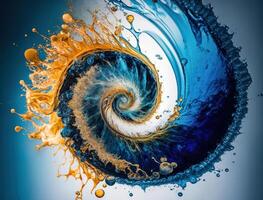 Radial spiral water splash background created with technology photo