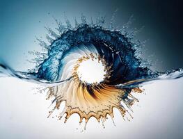 Radial spiral water splash background created with technology photo