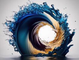 Radial spiral water splash background created with technology photo