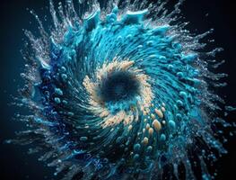 Radial spiral water splash background created with technology photo