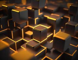 3D Futuristic cubes background Abstract geometric mosaic Square tiles pattern created with technology photo