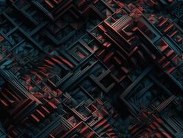Dark abstract geometric grid pattern Seamless background created with technology photo