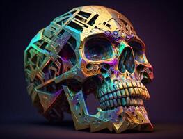 Bismuth skull created with technology photo
