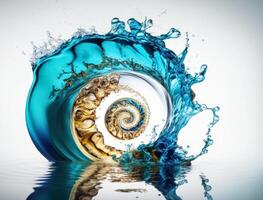 Radial spiral water splash background created with technology photo