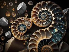 Ammonite fossil background created with technology photo