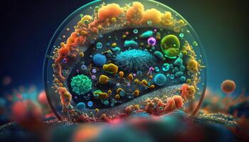 Bacteria and virus cells World under the microscope created with technology photo