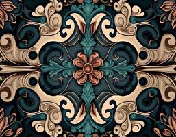 Royal vintage Victorian Gothic background Rococo venzel and whorl created with technology photo