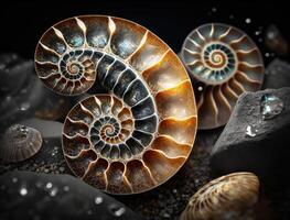 Ammonite fossil background created with technology photo