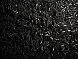 Abstract black geometric background Various rice seed shapes Flat lay created with technology photo