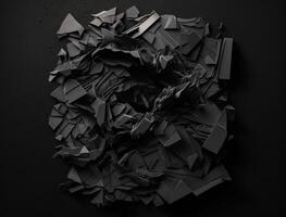 Abstract dark black various paper shapes background created with technology photo