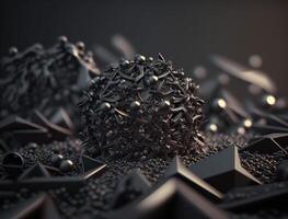 Abstract black geometric background Various shapes Flat lay created with technology photo