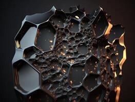 Dark black abstract background An abstract image featuring organic shapes and lines that intersect and overlap created with technology photo