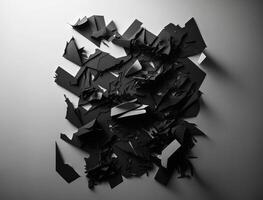 Abstract dark black various paper shapes background created with technology photo