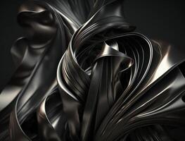 Lines and folds of fabric in dark metallic tones created with technology photo