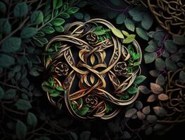 Ethnic celtic ornaments Esoteric vegetal background created with technology photo