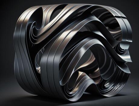 Lines and folds of fabric in dark metallic tones created with technology photo