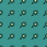 Decorative simple chamomile flower seamless pattern. Simple floral endless background. vector