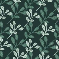 Simple branches with leaves seamless pattern. Organic endless background. Decorative forest leaf endless wallpaper. vector