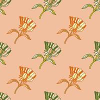 Seamless pattern with hand drawn flowers and leaves. Abstract floral wallpaper. vector