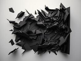 Abstract dark black various paper shapes background created with technology photo