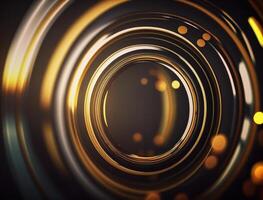 Concentric golden rings shapes Abstract geometric background created with technology photo