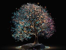 Colorful Crystal tree hybrid created with technology photo