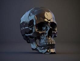 Bismuth skull created with technology photo