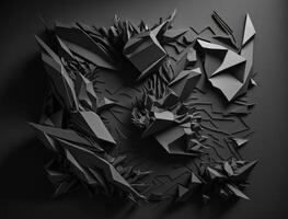 Abstract dark black various paper shapes background created with technology photo