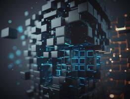 3D Futuristic cubes background Abstract geometric mosaic Square tiles pattern created with technology photo