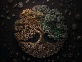 Yggdrasil world tree concept created with technology photo