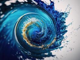 Radial spiral water splash background created with technology photo