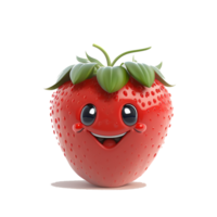 Frais entier content fraise personnage 3d illustration icône, ai génératif pro photo png